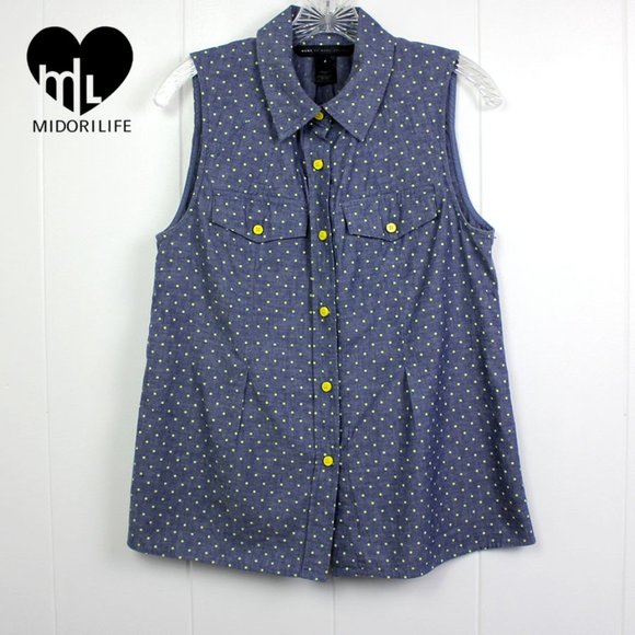 MARC BY MARC JACOBS Dotty Chambray Sleeveless Button Down - Picture 2 of 8